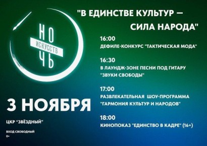 "3 ноября во всех регионах России пройдет традиционная ежегодная акция «Ночь искусств»