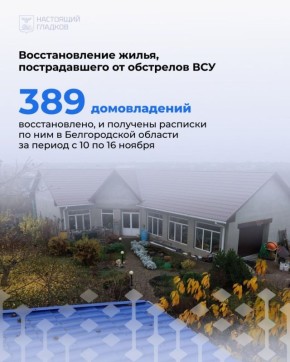 Вячеслав Гладков: Размещаю список адресов, где, по докладу глав округов, выполнены работы по восстановлению жилья