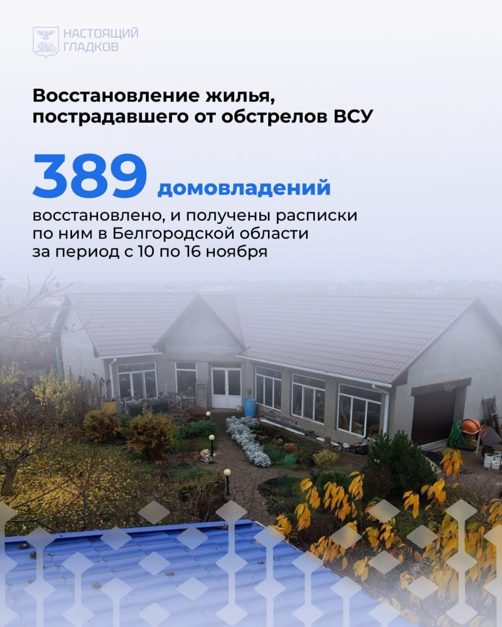 Продолжается восстановление жилья, повреждённого в результате от обстрелов ВСУ в Белгородской области