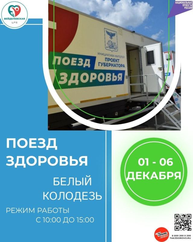 С 1 по 6 декабря будет работать «Поезд здоровья» в с. Белый Колодезь
