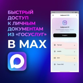 В мессенджере MAX в разделе «Цифровой ID» с согласия пользователя отображаются электронные версии паспорта, водительского удостоверения, СНИЛС, полиса ОМС и ИНН