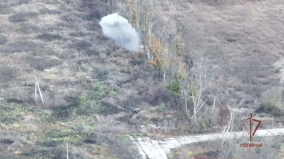 Бойцы Росгвардии уничтожили замаскированный блиндаж ВСУ на Харьковском направлении