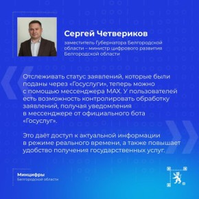 Белгородцы могут отслеживать статус заявления, поданного через «Госуслуги», с помощью национального мессенджера MAX