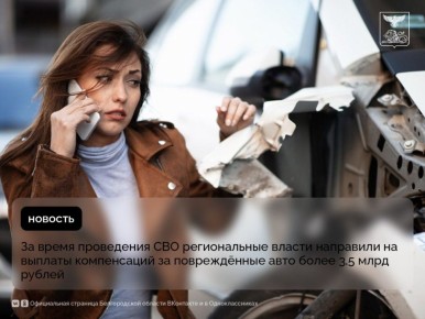 За время проведения СВО региональные власти направили на выплаты компенсаций за повреждённые авто более 3,5 млрд рублей