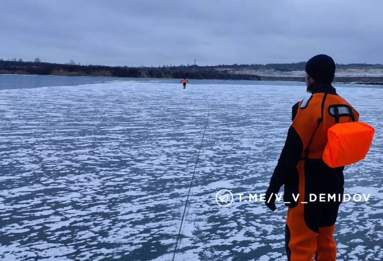 Белгородские спасатели освободили лебедя, вмёрзшего в лёд