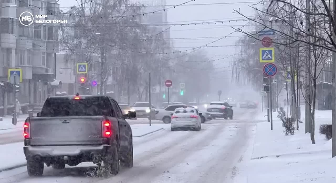 А в Белгороде сейчас метель