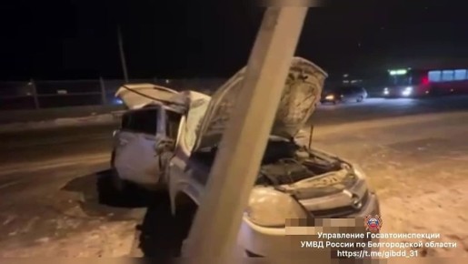 Девушка на иномарке врезалась в столб в Белгородской области