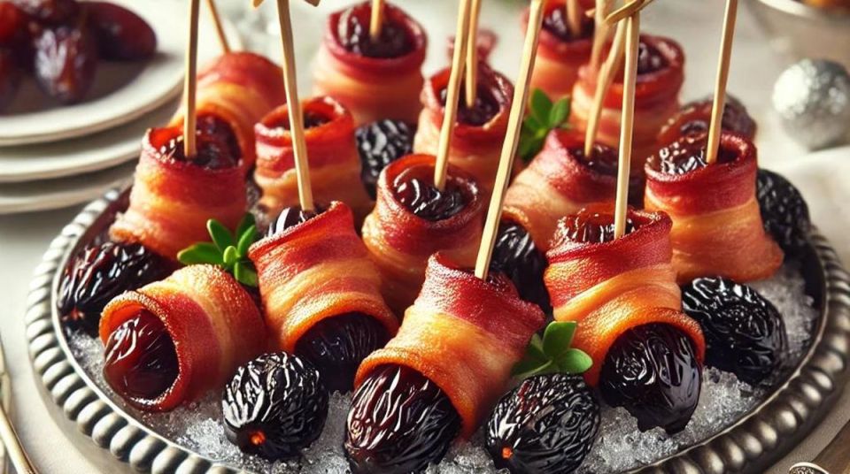 Канапе с черносливом и беконом: необычная закуска для новогоднего стола