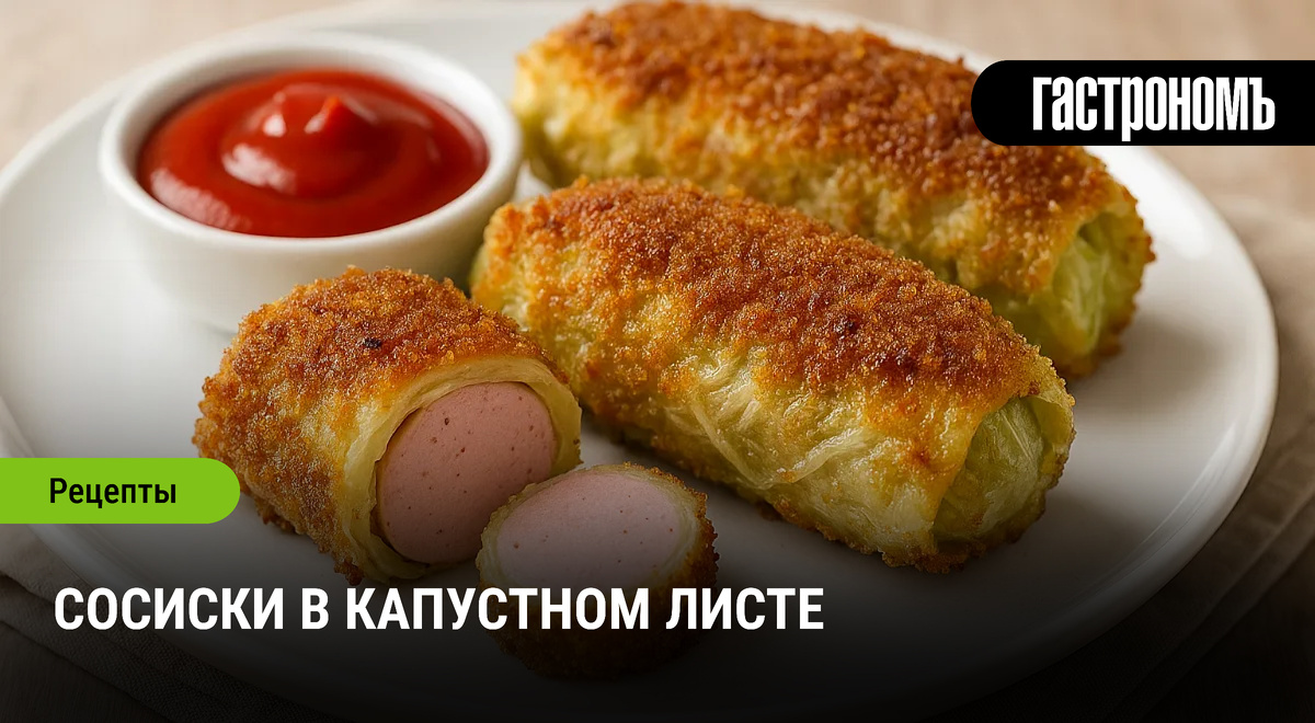 Необычная закуска: сосиски в капустном листе