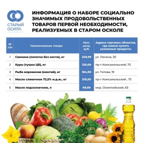 Дорогие старооскольцы!. Публикуем актуальный список цен на социально значимые продукты питания