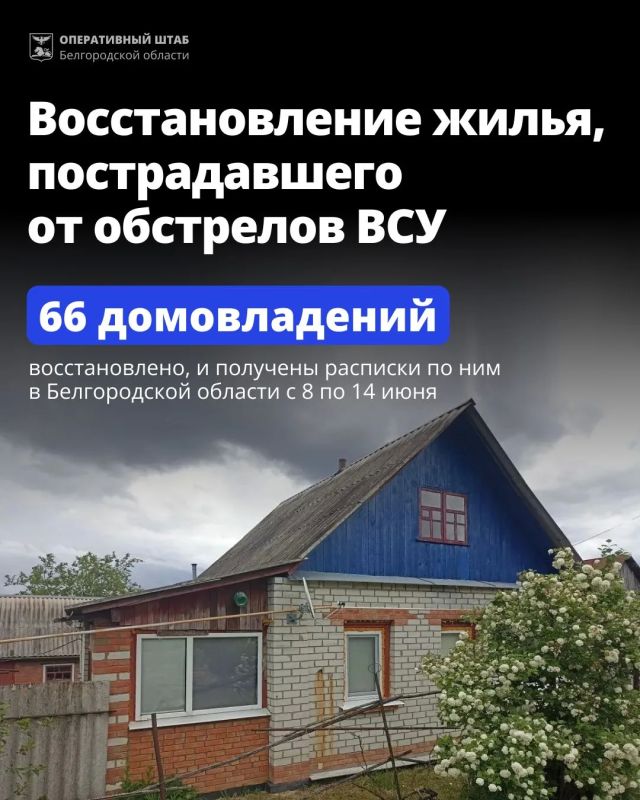 Список адресов, где на прошедшей неделе выполнены работы по восстановлению жилья