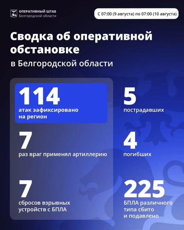 За сутки ВСУ 114 раз атаковали Белгородскую область