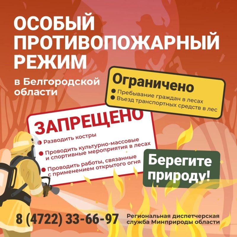 На территории Белгородской области продолжает действовать особый противопожарный режим