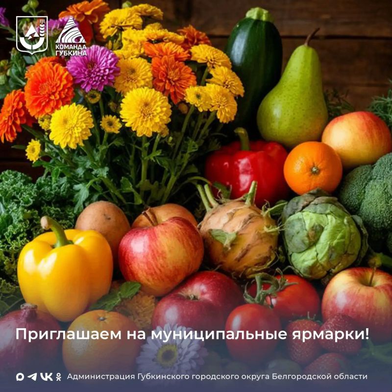 Приглашаем на ярмарки!. 26 и 27 сентября 2026 года администрацией Губкинского городского округа будут организованы муниципальные ярмарки