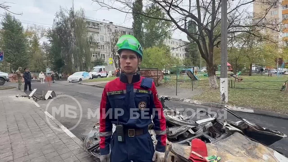 На месте атак БПЛА в Белгороде работают добровольцы регионального отделения Всероссийского студенческого корпуса спасателей